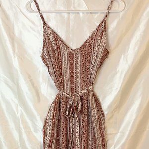 Orange and White Tribal Maxi Jumpsuit in Small